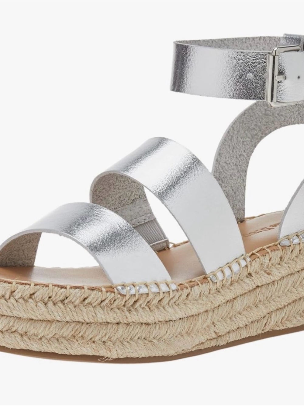 The Drop Metallic Silver Espadrille Platform Sandals for Women